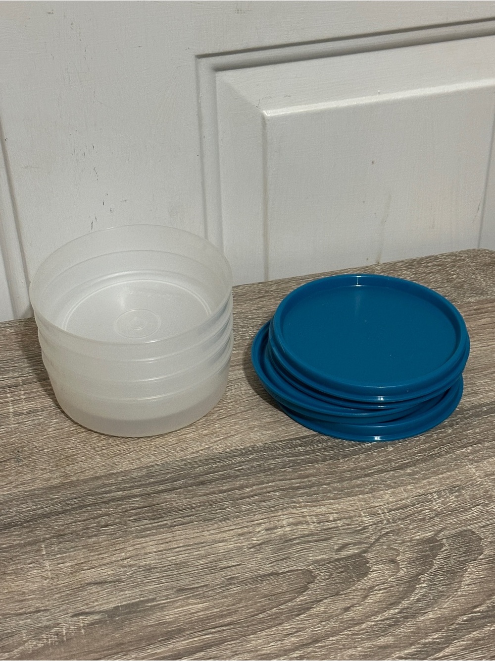 Set Of 4 Tupperware Bowls 1286-20 W/Lids 5227A-6 Turquoise 4.25" Round NEW